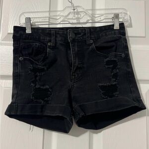 Aeropostale Black Ripped Jean Shorts